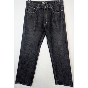 GS115 Y2K Hip Hop Dark Wash Jeans Mens 36 Streetwear Denim Baggy